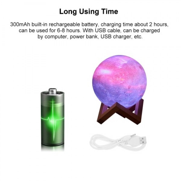 10cm/3.94in 3D Printing Star Moon Lamp USB Led Moon Shaped Table Night Light