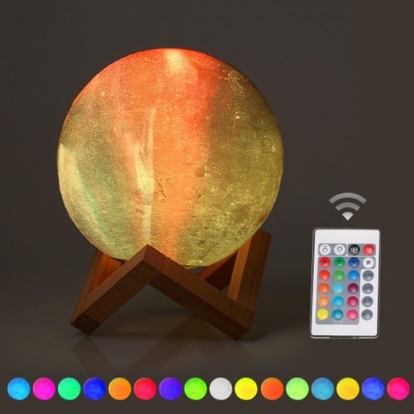 10cm/3.94in 3D Printing Star Moon Lamp USB Led Moon Shaped Table Night Light