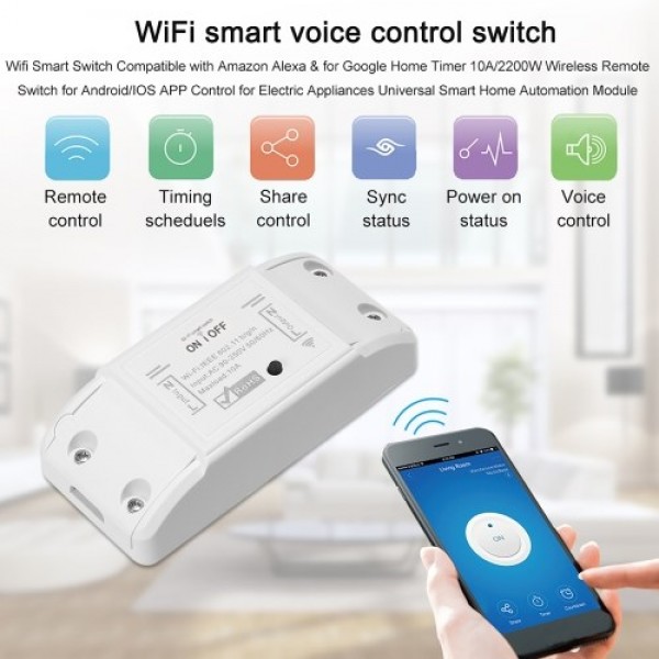 Wifi Smart Switch Compatible with Amazon Alexa &amp; for Google Home Timer