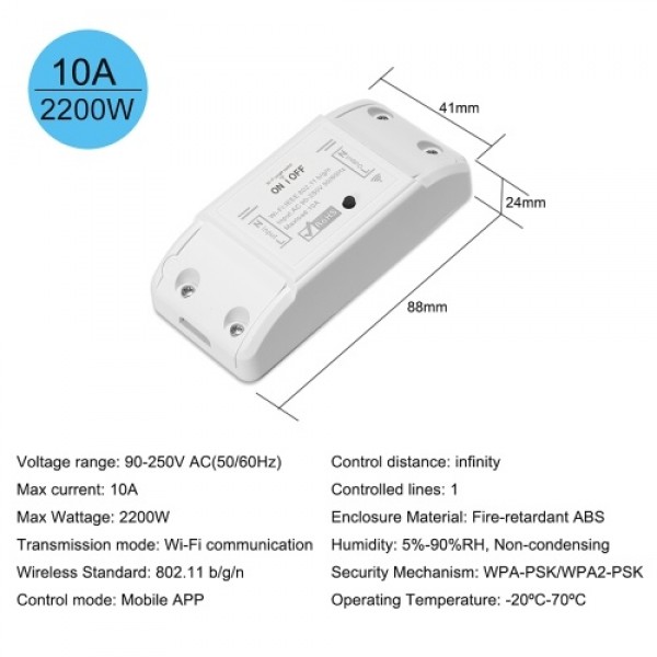 Wifi Smart Switch Compatible with Amazon Alexa &amp; for Google Home Timer