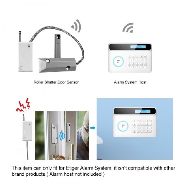 eTIGER ES-D4F Long Distance Wireless 433MHz Door Sensor Roller Shutter Metal Rolling Door Magnetic Contact Sensor