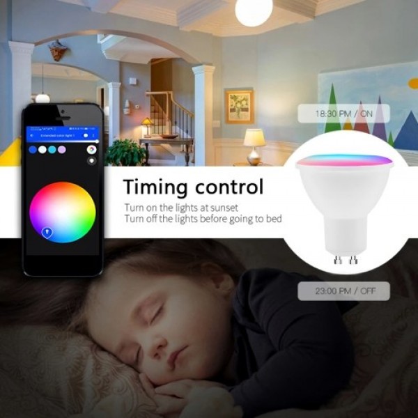 GU10 Smart Bulb LED Light Cup 5W RGB+WW+CW Support Tuya Alexa Google Home IFTTT Remote Voice Control LED Dimming Lamp