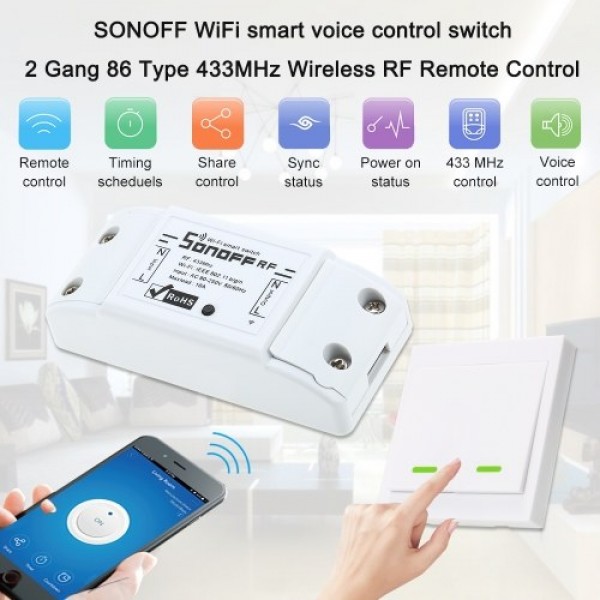 1PCS SONOFF RF Wifi Switch RF 433MHz Compatible with Alexa