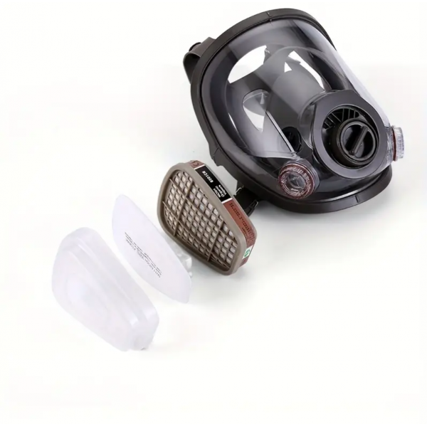 1pc Full Face Gas Mask, Reusable Face Mask, Respirator For Full Face Facepiece Widely Used In Woodworking Spray Paint, Breathable And Washable