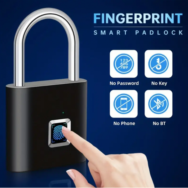 Smart Fingerprint Padlock USB Rechargeable Door Lock Biometric Thumbprint Door Padlocks Zinc Alloy Smart Life Unlock