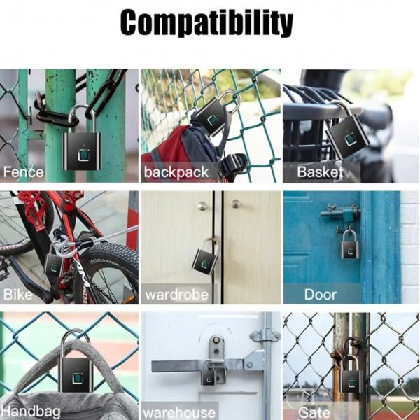 Smart Fingerprint Padlock USB Rechargeable Door Lock Biometric Thumbprint Door Padlocks Zinc Alloy Smart Life Unlock