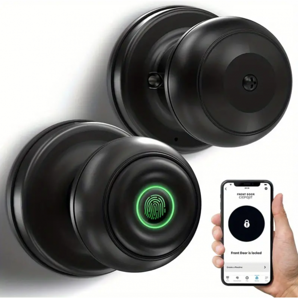 Smart Door Knob, Fingerprint Unlock Door Lock Smart Lock Biometric Door Lock Fingerprint Door Knob With App Control, Great For Bedrooms,Cloakroom,Apartments Offices