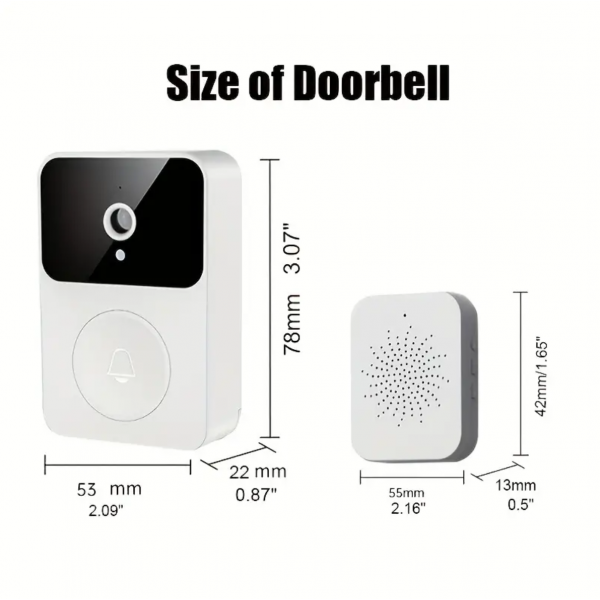 (Build-in Battery) Wireless Video Doorbell With Camera, Wide Angle Intelligent Visual WiFi Rechargeable Security Door Doorbell, 2-Way Audio, Motion Detection, HD Night Vision Only Support 2.4G Wifi