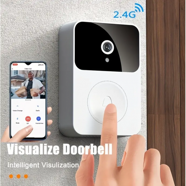 (Build-in Battery) Wireless Video Doorbell With Camera, Wide Angle Intelligent Visual WiFi Rechargeable Security Door Doorbell, 2-Way Audio, Motion Detection, HD Night Vision Only Support 2.4G Wifi