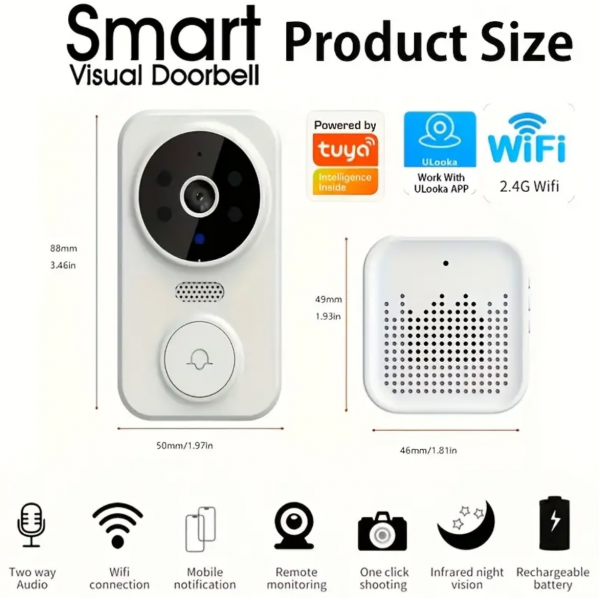  Multi Version 3-in-1 Intelligent Wireless Video Doorbell And Camera, Wide Angle Intelligent Visible WiFi Rechargeable Doorbell, 2-way Audio, Monitoring, Video High-definition Night Vision Home Intelligent Safety Doorbell Camera, Used For Homes, Apartment