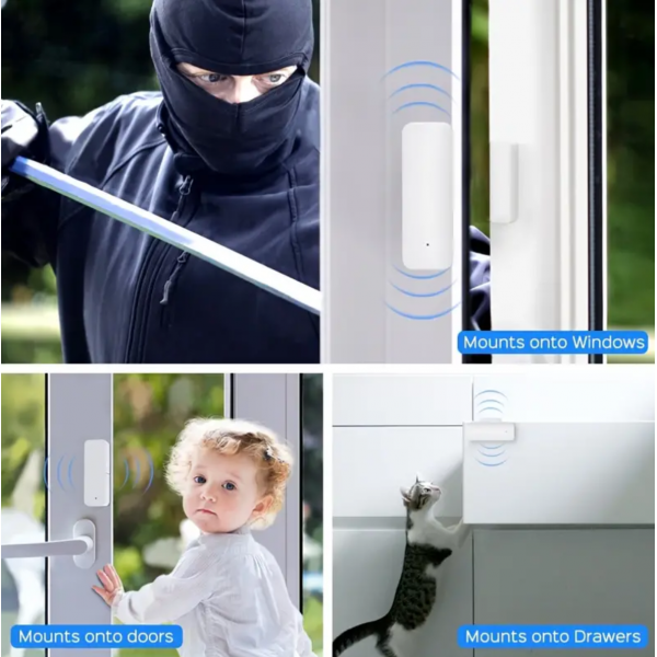 Alert WiFi Door Window Sensor Automatic Magnetic Contact Sensor Open/Closed Detector Support Alexa Google Voice Control