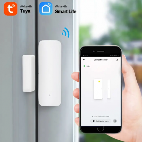 Alert WiFi Door Window Sensor Automatic Magnetic Contact Sensor Open/Closed Detector Support Alexa Google Voice Control