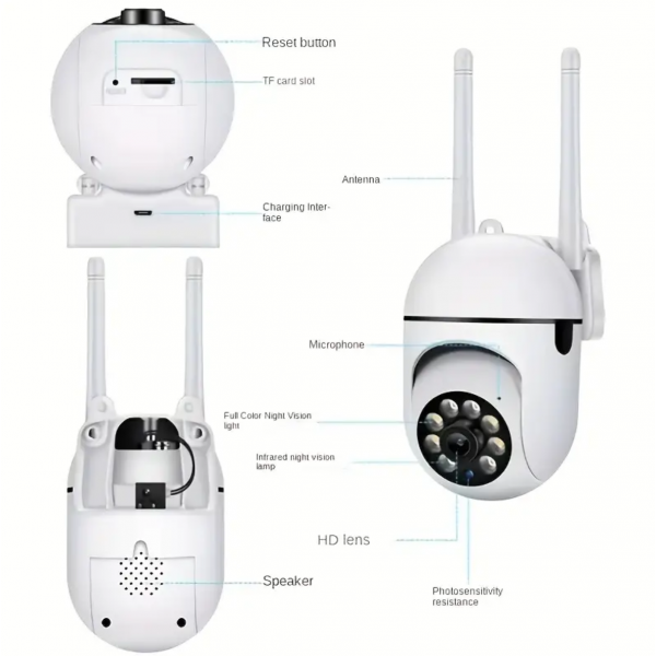 WIFI Surveillance Camera, 360 Degree Intercom 1080p High-definition Home Security Camera, Remote High-definition Night Vision Camera