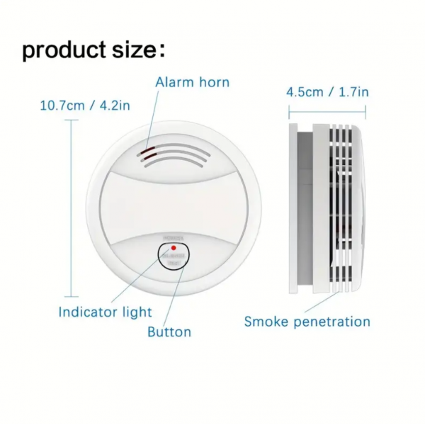 WiFi Smoke Detector Alarm Smart Fire Protection 90dB Smoke Alarm Sensor Home Security System Work With Tuya Smart Life APP Without Battery