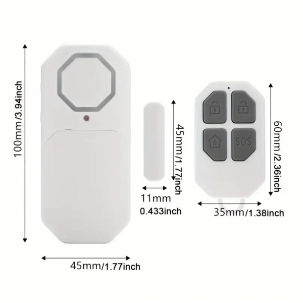 1pc, Door And Window Alarm, Remote Control Door Magnetic Alarm, 140db Siren, 433 Home Security Burglar Sensor, Anti-Theft Alarm, SOS Button For Elderly Call For Help