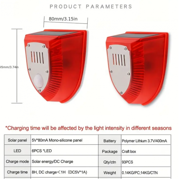 1 Set, Solar Alarm, Human Motion Sensor, Infrared Alarm, Light Solar Alarm, Solar Burglar Alarm